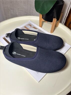 mahabis Summer Knit Slip-Ons in Navy Blue